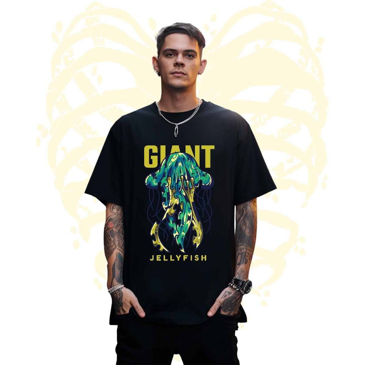 Cool Mens T Shirts jellyfish Breathable Soft Street wear Hip Hop Plus Size Custom 100% Cotton 230g Mens Tshirts DIY Tops