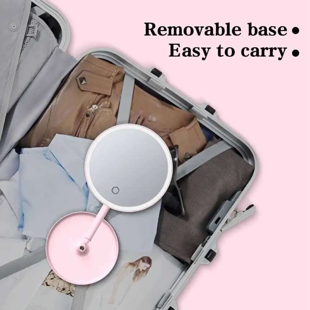 White LED daylight makeup mirror with light detachable/storage base 3-mode mirror with light gift USB cable W240813