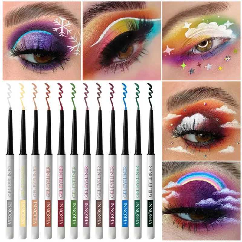12pcs/Set Ultra Thin Silky Matte Liquid Eyeliner Waterproof Non Smudging Lasting Lying Silkworm Eye Liner Eyes Makeup Y240813