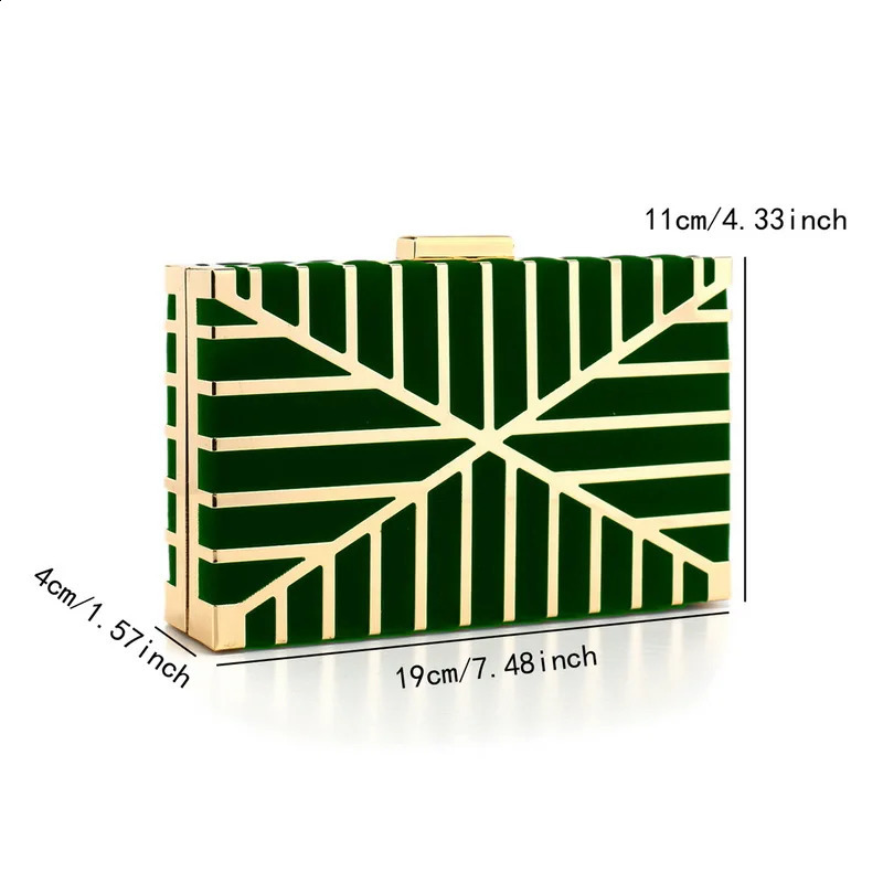 Metal Hollow Out Style Evening Bags Green Color Glitter Fashion Lady Clutch Shoulder Chain Party Wedding Dinner Prom Holder Hand 240813ZYl