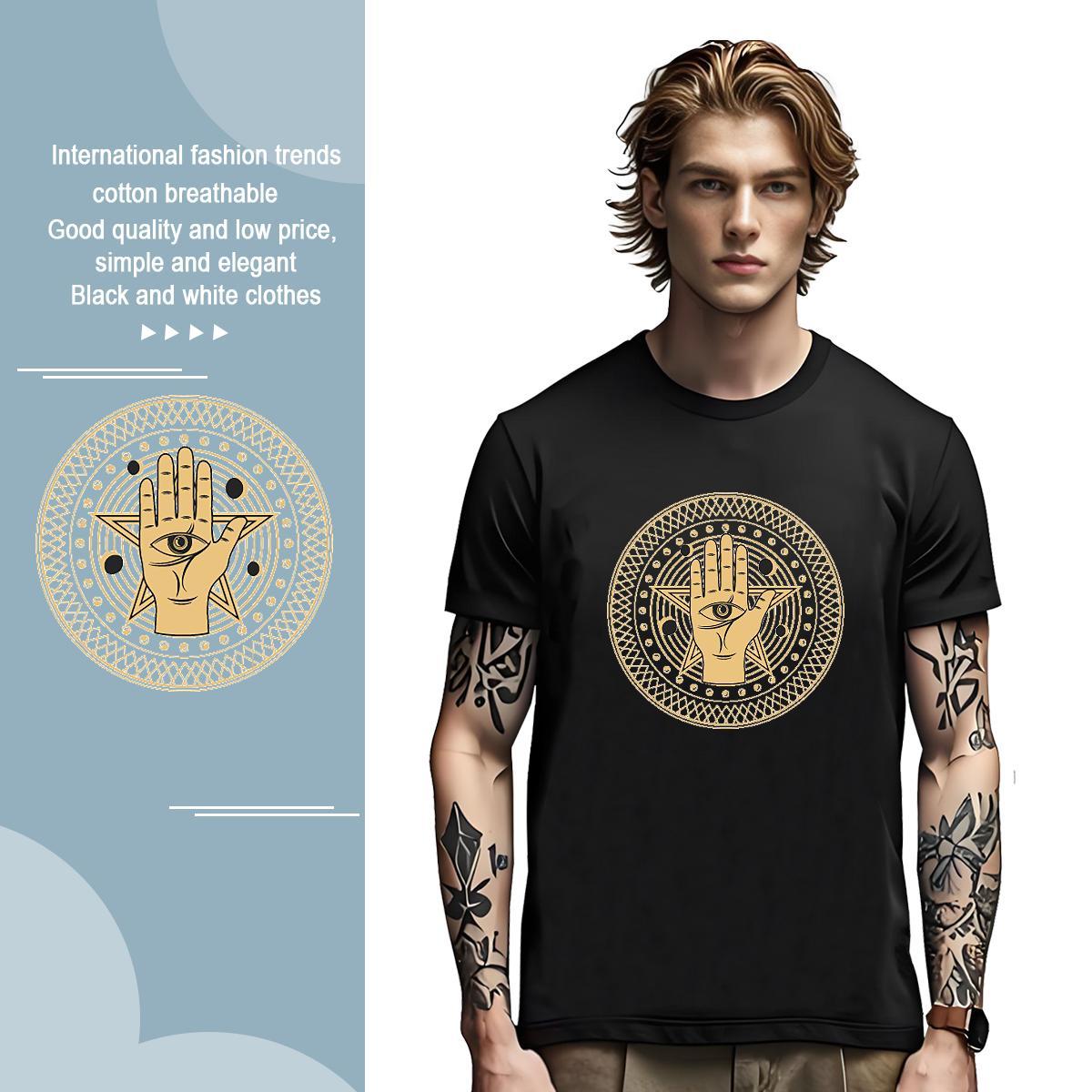 T shirt 230g 100% Cotton eyes Street Casual Breathable Short Sleeve Graphic Men Tops Tees DIY Customized Loose Clothings