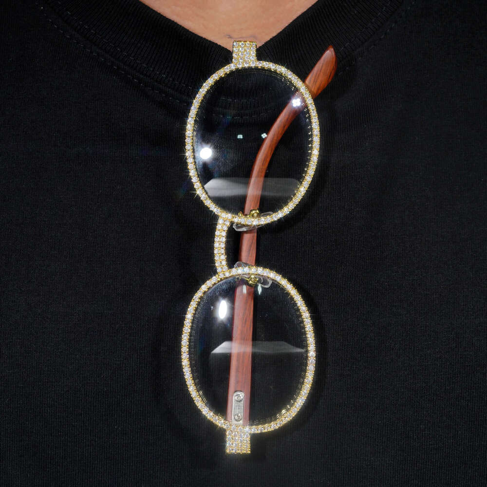 Iced out men Glasses Classic Style hip hop moissanite Dia glasses sier fashion accessories pass dia tester