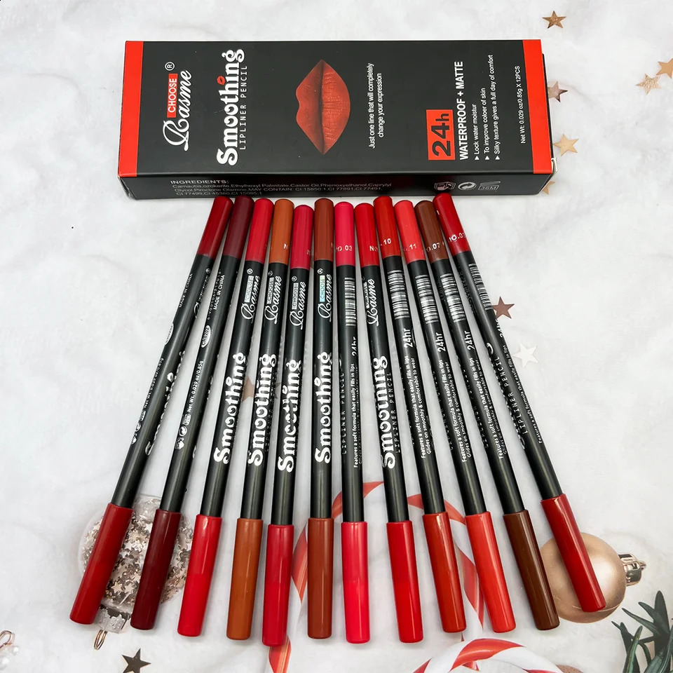 12 pcs Long-Lasting Lipstick Set with Professional Lip Liner Pencil and Matte Lip Gloss for Women Valentines Day Gifts 240814