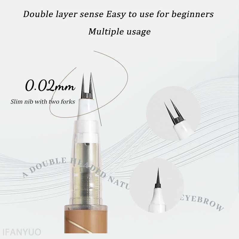 Ultra-thin 2 Fork Tip Liquid Eyeliner Lower Eyelash Pen Makeup Quick Dry Smooth Eye Liner 2 Point Eyebrow Tattoo Pencil Cosmetic Y240813