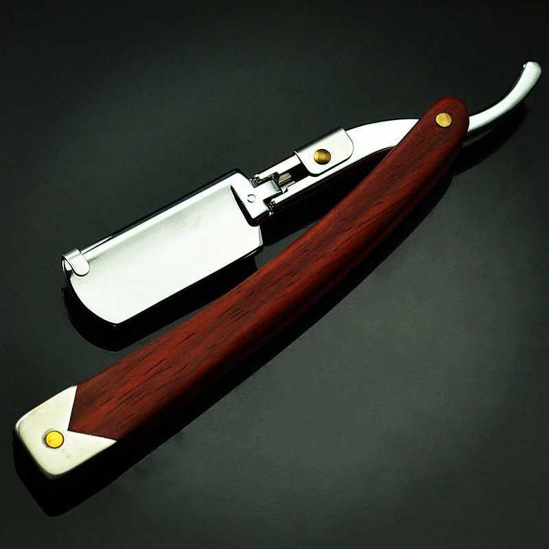 1PC Stainless Steel Manual Straight Razor Mens Shaving Razors Solid Wood Handle Beard Remover Folding Shaving Knife G0114M240814