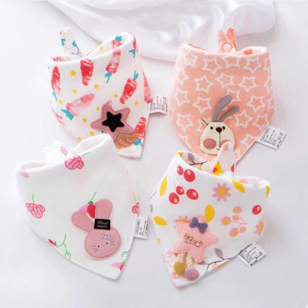 Bibs Burp Cloths 4Pcs/Lot Baby Bandana Drool Bibs 100% Cotton Bibs for Boys Girls Super Soft Absorbent Feeding Bibs Newborn ItemsL4812