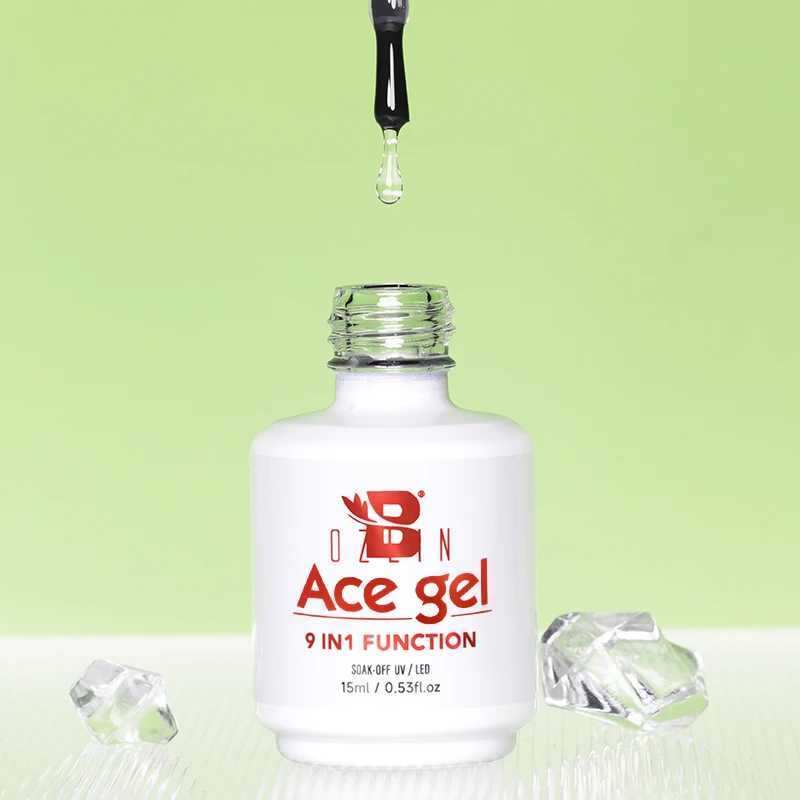 BOZLIN 15ML Ace Gel 9-in-1 Nail Glue Gel Nail Polish Thickness Transparent Semi Permanent Function UV Gel Soak Off Nail ArtM240814