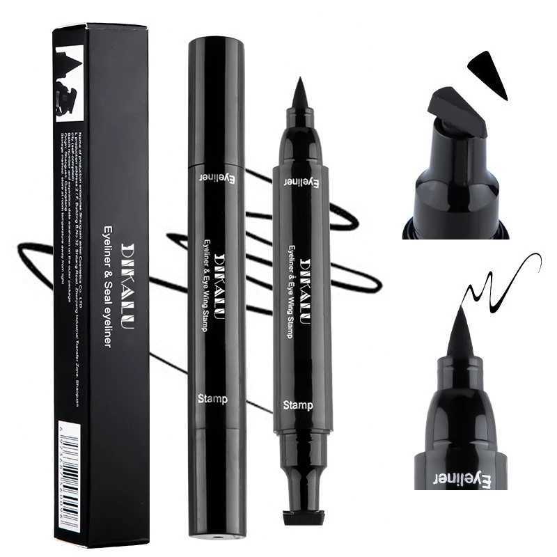 DIKALU Black Novice Double Head Quick Drying Star Triangle Seal Mark Eyeliner Waterproof Non-smudging Liquid Eyeliner Y240813