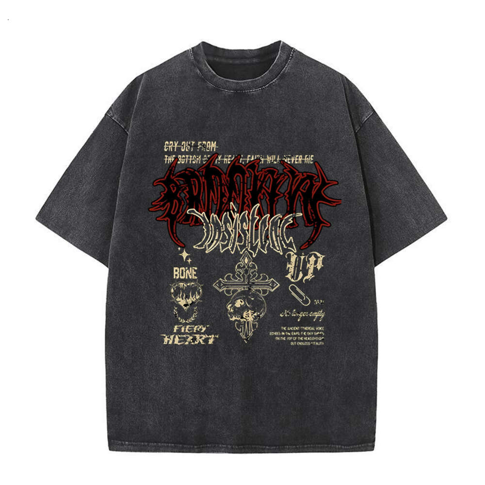 High Gothic Quality Washed Cotton for Men Women Vintage Tees Clothing Oversized Fashion Popular Daily Wear T-shirts