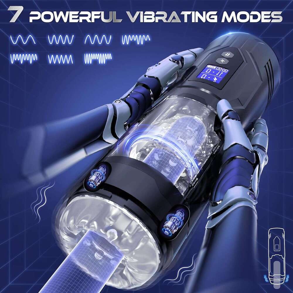 Male sexual toy - Adult male sexual toy with 7 thrust, rotation, and vibration modes, equipped with LCD display screen, visual window, and IPX7 waterp