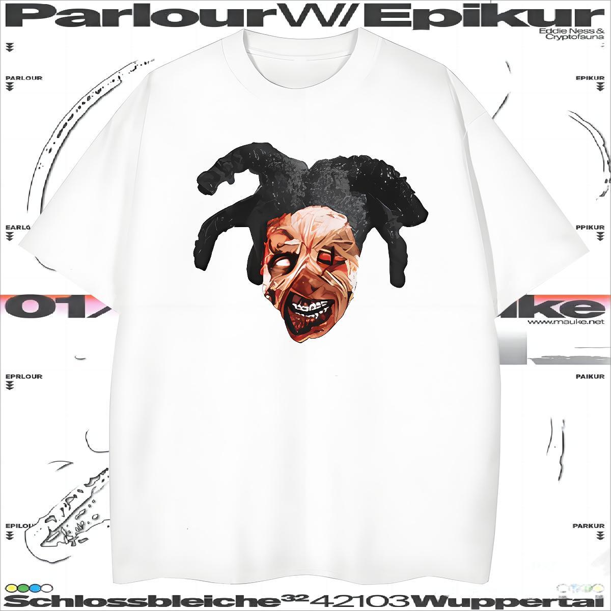 T-Shirts 230g Cotton Terror High Street Hip Hop Short Sleeve O-Neck Custom Printed Men Clothes T-Shirt 2024 DIY High Quality Tshirts