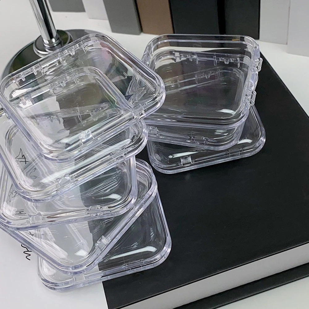 10 Pieces Empty Transparent Press On Nail Packaging Box Wholesale Portable 75x75mm Acrylic Nail Tips Organizer Display Manicure 240810