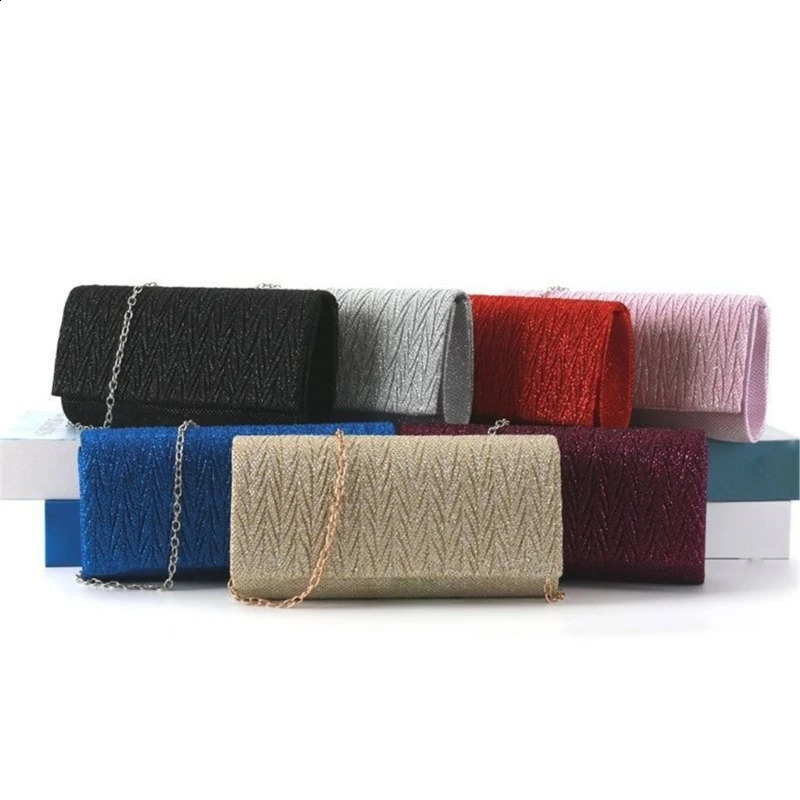 Glitter Envelope Clutch Bag With Detachable Chain Strap Elegant Sequins Clutch for Wedding Bridal Prom Party Ladies Evening Bag 240813