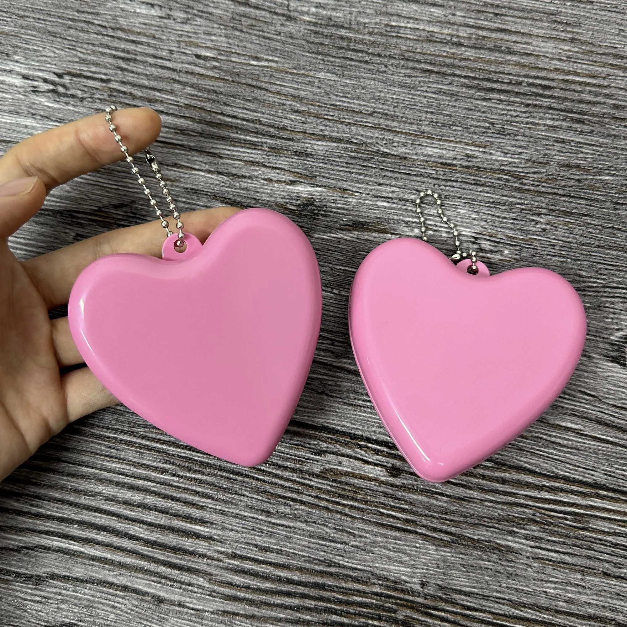 Heart shaped folding hair brush with mirror cute pink hand mirror with brush W240813