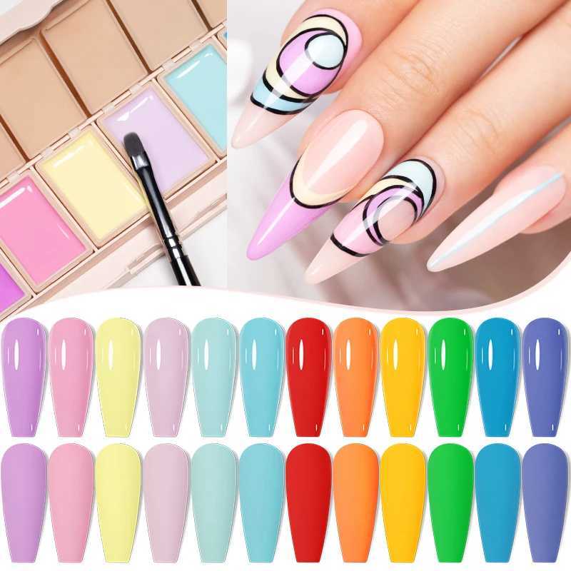 PUENTE 6 Colors Solid Gel Polish Palette Hema Free Pastel Neon Color Painting Gel Soak Off UV Nail Art Gel Varnish For ManicureM240814