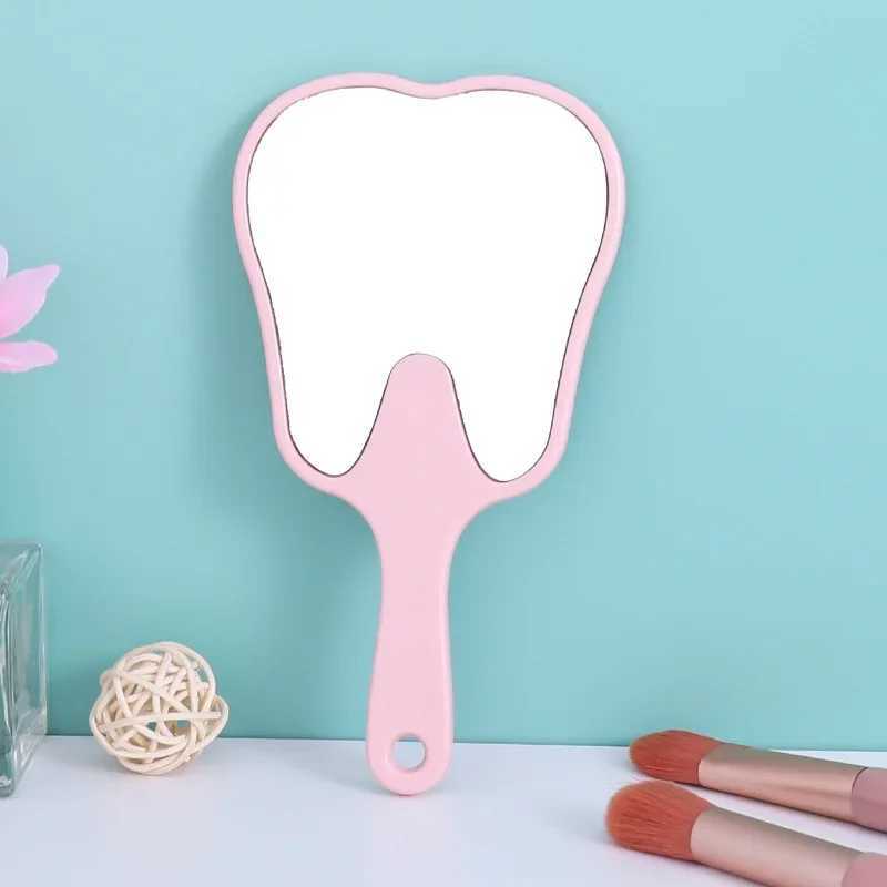 Teeth shape handheld mirror cute makeup mirror handheld dental mirror high-definition makeup mirror W240813
