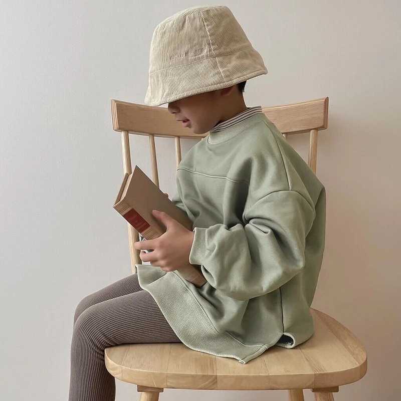 Korean Knitted Cotton Round Neck Long-Sleeved Boys And Girls Sweatshirts Autumn Winter New Childrens Pullover Sweater TopsY240814