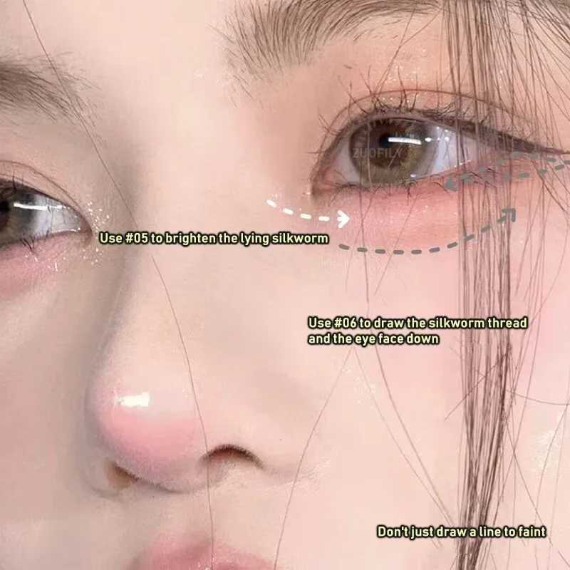 Glitter Silver Lying Silkworm Pen Color Natural Brightening Eye Shadow Pencil Shimmer Glue Eyeliner Waterproof Korean Makeup Y240813