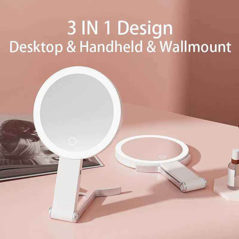 M32 Portable Handheld Desktop Wall Mounted 3-in-1 Charging 1X/10X LED Makeup Mirror W240813