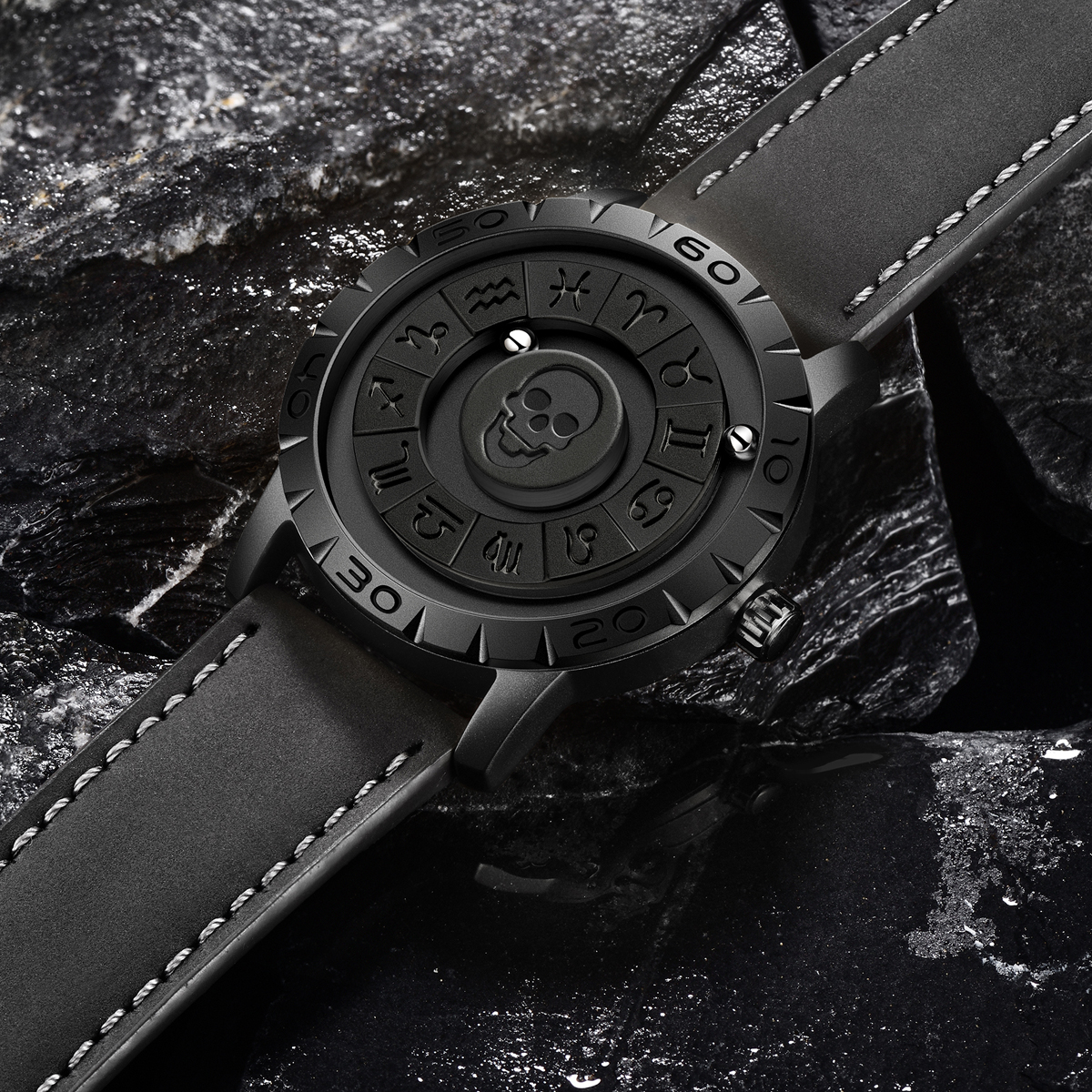 LIGE brand magnetic ball suspension cool men's watch black technology sense creative personalized waterproof fashion watch