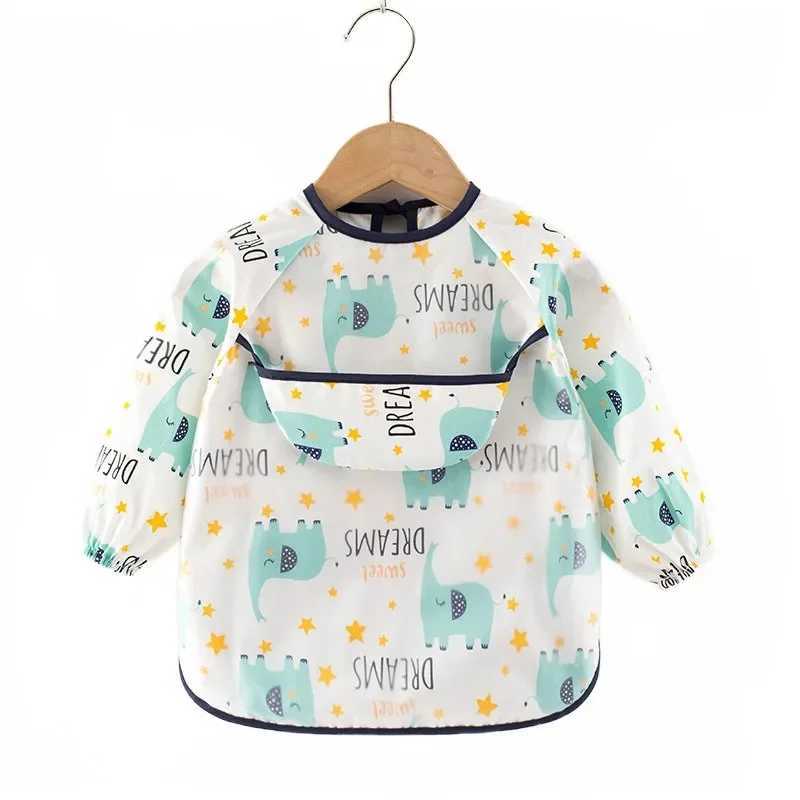 Bibs Burp Cloths Baby Bibs Cloth Waterproof Dining Clothes Long Sleeve Apron Children Feeding Smock Burp Reverse Dressing Painting ProtectL4812