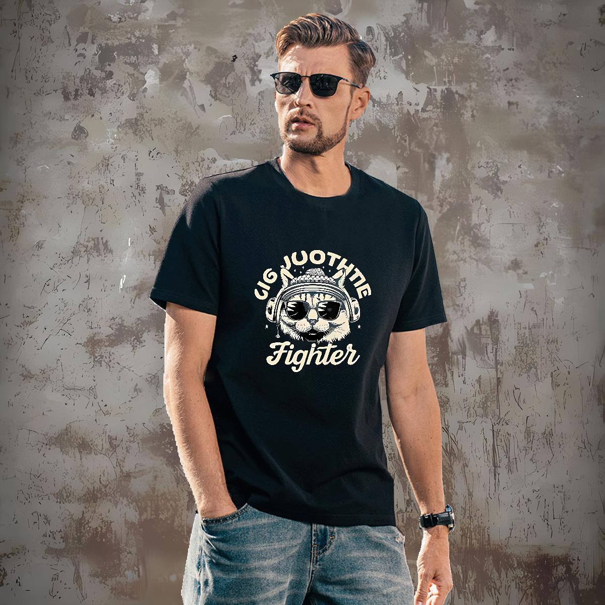 Wholesale Mens T Shirts cat Breathable Short Sleeve Spring Summer Custom Print Oversized 230g Pure Cotton Men Tops Tees Factory Direct Wear