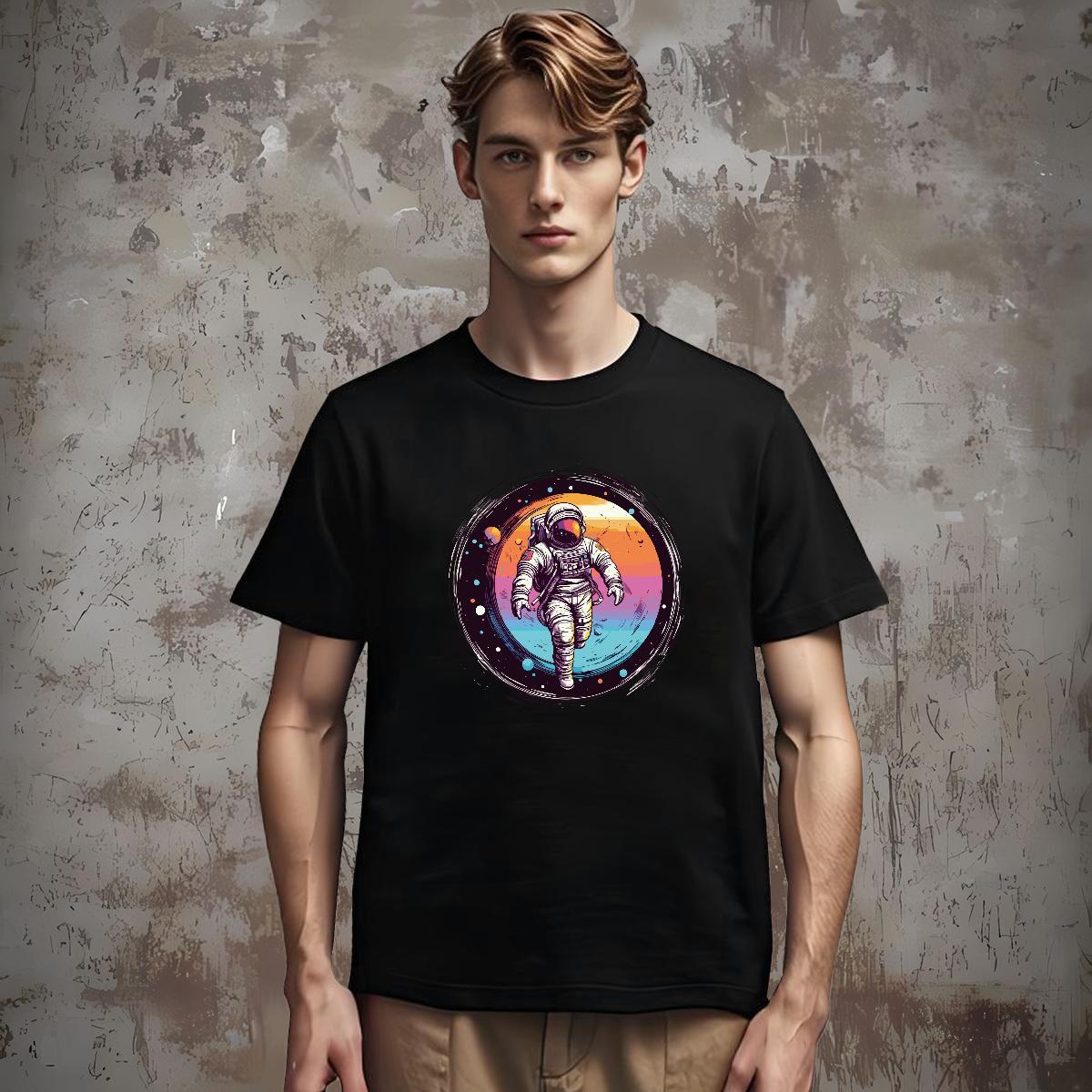 Men T Shirts 230g Pure Cotton cosmonaut Outdoor Breathable Soft Oversized 3XL 4XL Couples T Shirts Fashion Design High Quality Tops Shirt