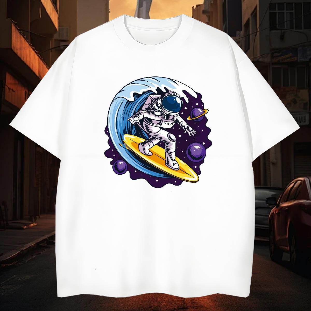 T Shirt For Man 230g Cotton universe Casual Crew Neck DIY Anime Men Tees New Loose Clothes