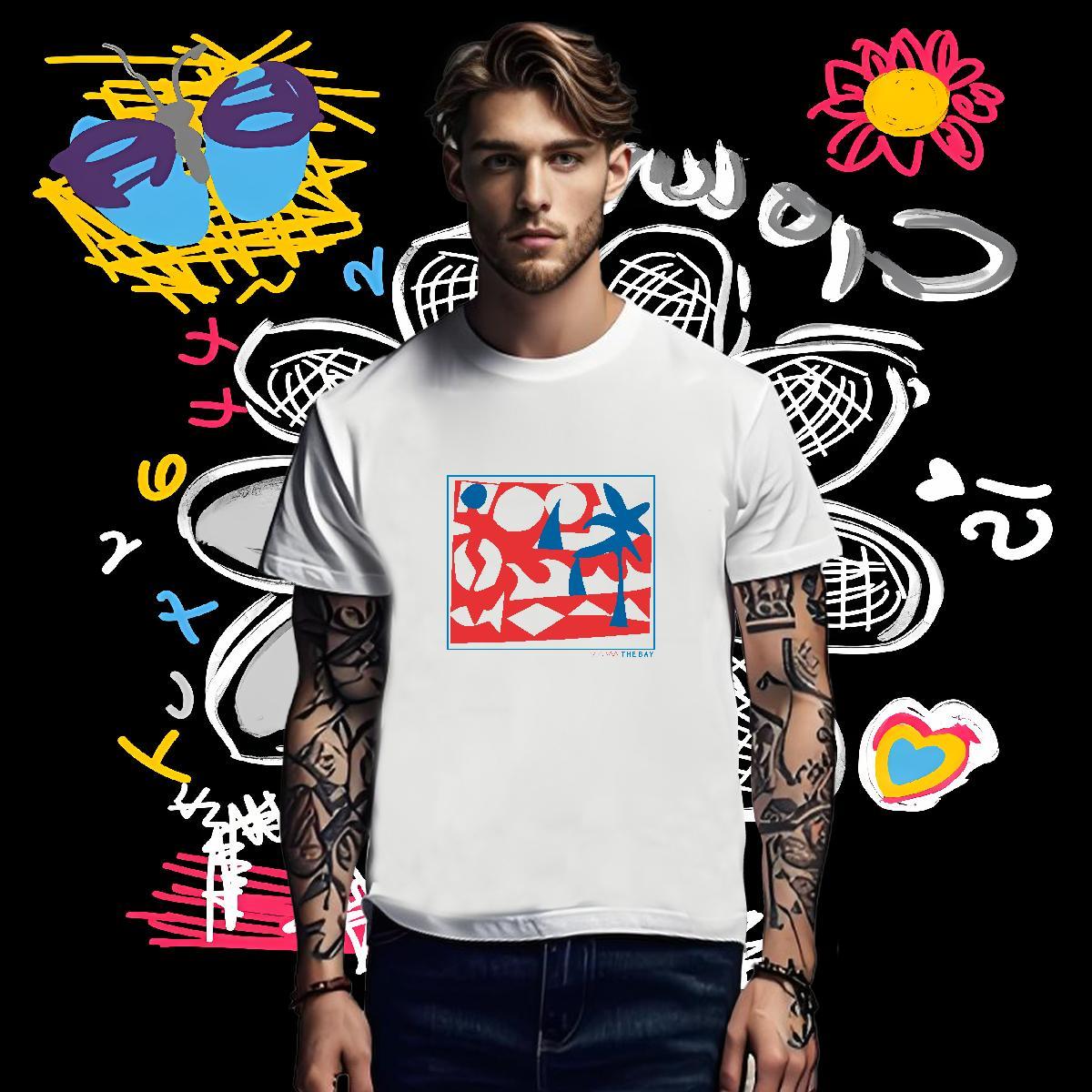 T Shirt For Man 230g 100% Cotton handpainted Outdoor Crew Neck Cartoon Printing L-4XL Men Tees DIY Comfortable Tops