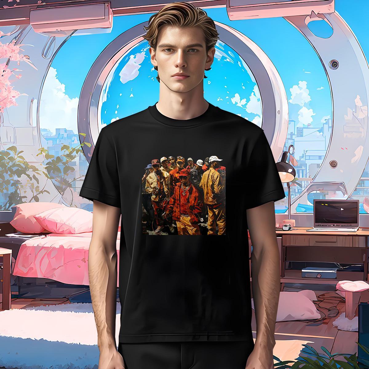 Man T Shirts 230g Pure Cotton person Hip Hop Breathable Short Sleeve Anime Print Men Tees 2024 DIY Loose Wear