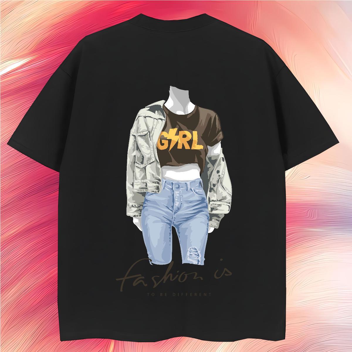 Men T Shirts 230g Cotton person Sports Casual Breathable Crew Neck Floral Print Men Tops Tees Designer Loose Tops Shirt
