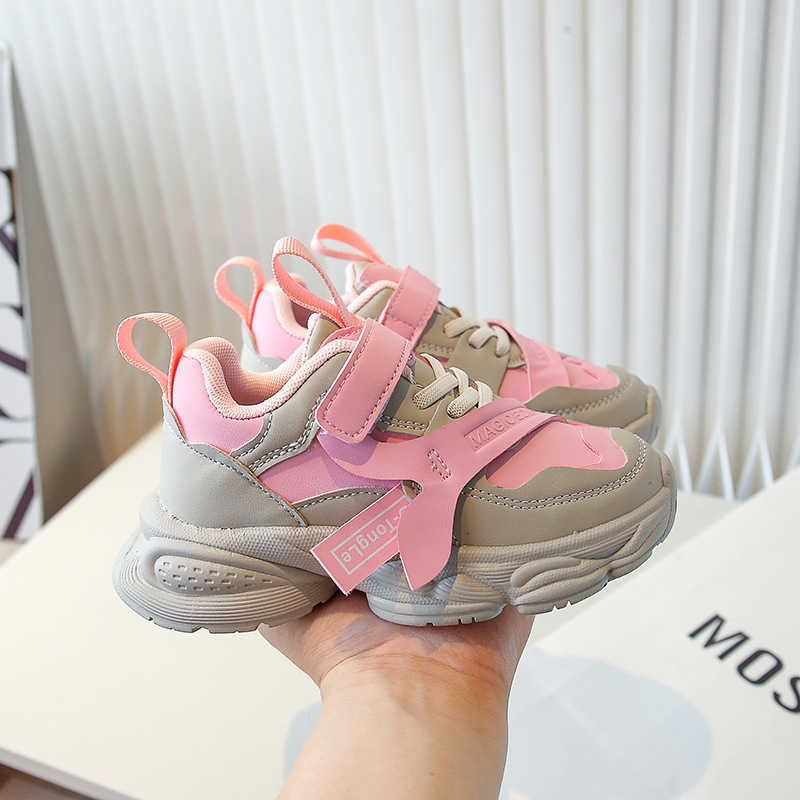 Sneakers Girls shoes childrens sports dad shoes 2023 Spring and Autumn collection new anti slip leather surface fashionable boys casual Forrest Gump s