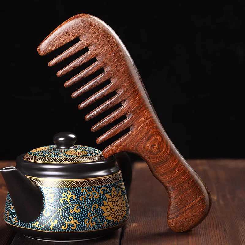 Natural Sandalwood Comb Anti static Wood Comb Massager Long and Wide Teeth Corner Removal Sandalwood Comb Hair Care Home Gifts W240813