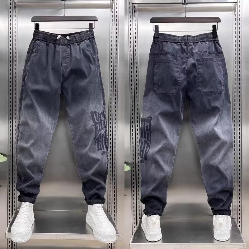 American summer jeans men's cropped versatile design trendy fashion slim casual pants