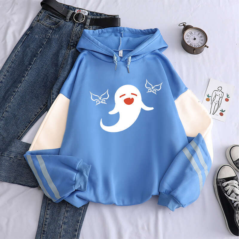 Game Harjauku Gneshin Impact Kawaii Hu Tao Hoodies Print Women Plus Size Aesthetic Sweatshirt Patchwork Sleeves Winter Pullover