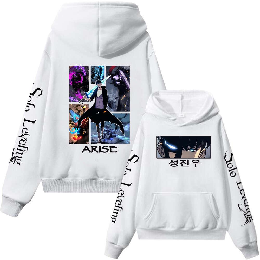 Solo Anime Levelling Hoodie Sung Jin Woo Manga Men Women Hooded Sweatshirt Winter Comfortable Fleece Warm Plus Size Streetwear