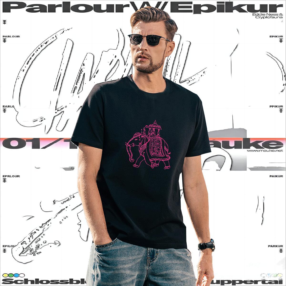 Popular T-Shirts for Men elephant O-Neck Short Sleeve Daily Outfit DIY Printed 230g Cotton Tshirts Fashion Tees Shirts