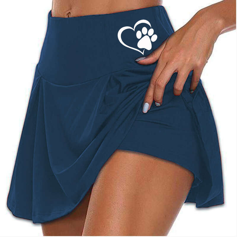 6 Colors Women's Fashion Solid Color Running with Double-Layer Tennis Golf Sports Hot Workout Shorts Gym Skirt S-5XL
