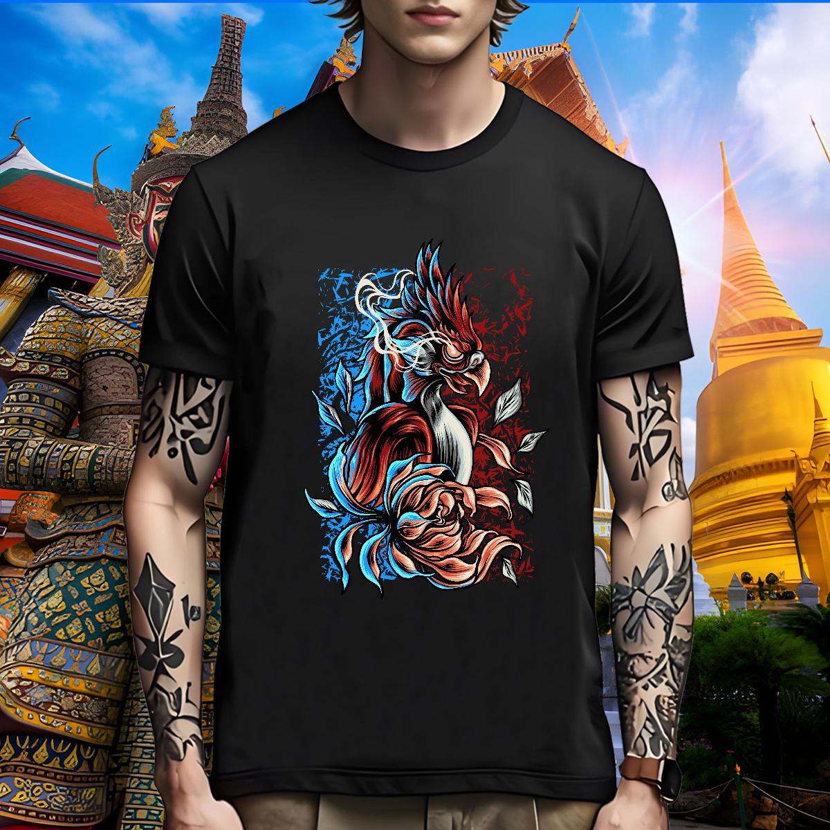 Loose Man T Shirts eagle Short Sleeve O-Neck Daily Outfit Customized 230g Pure Cotton Men Tees New Tops