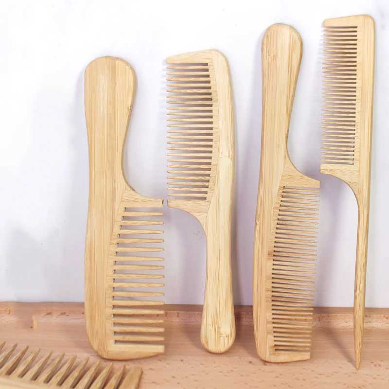 1 natural bamboo and wood comb for womens home travel wood anti-static fine toothed comb W240813