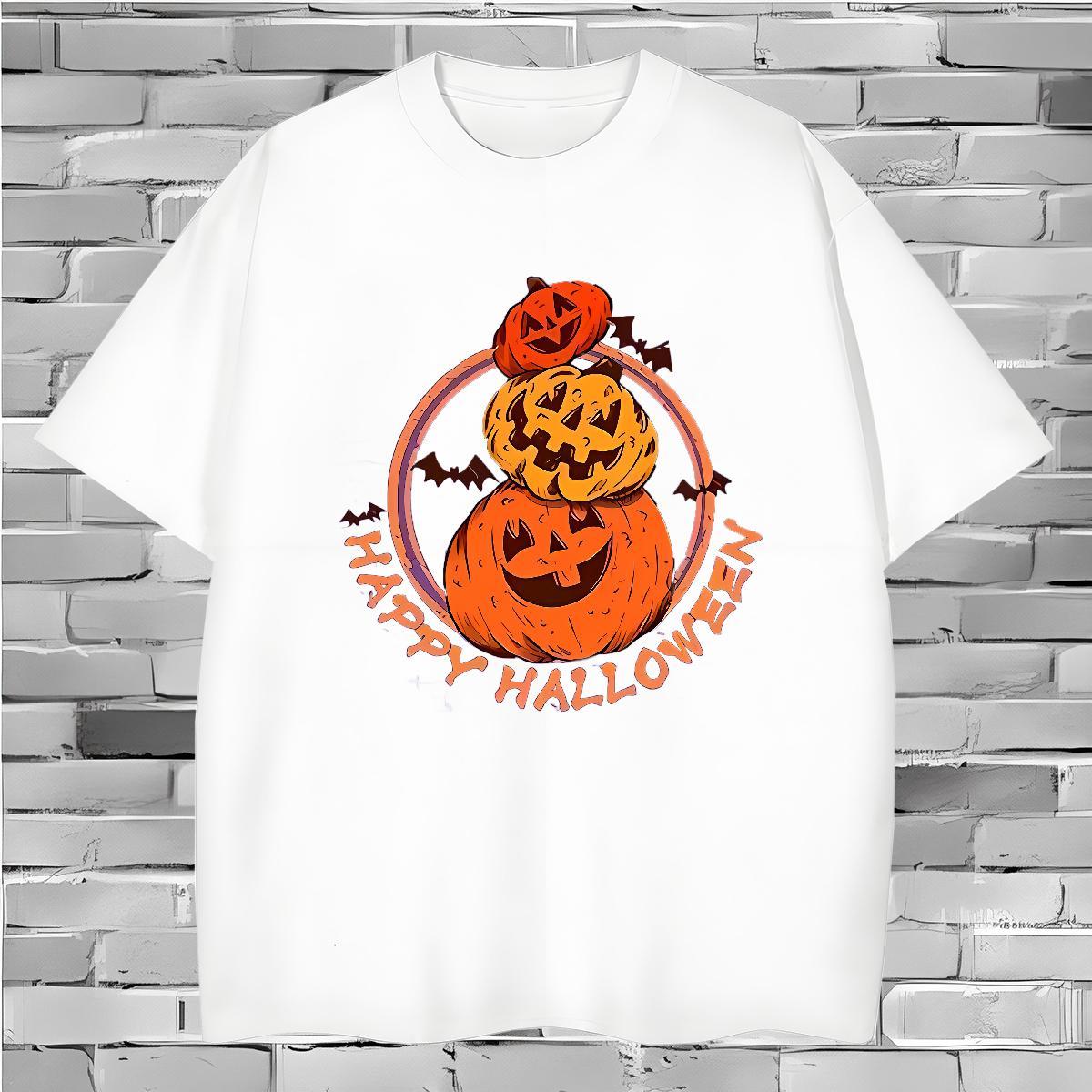 Wholesale Men T Shirts halloween O Neck Short Sleeves Street Casual Customized 230g 100% Cotton Men Tees 2024 New Tees Shirts