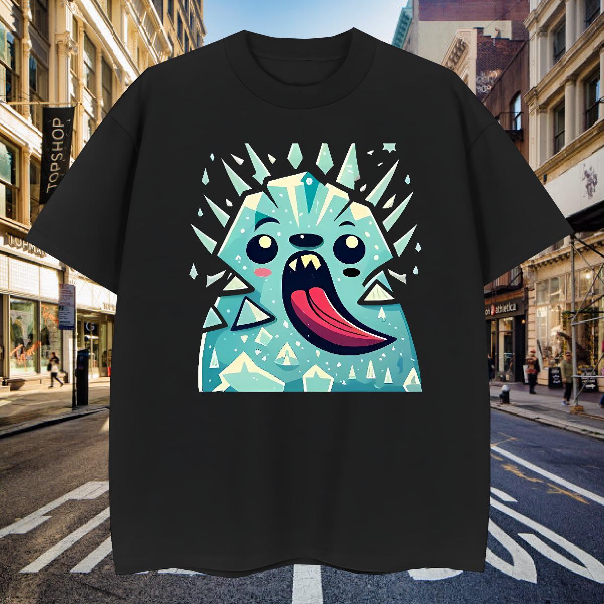 Mens T Shirts 100% Cotton 230g Little Monster Summer Casual O Neck Short Sleeves Cartoon Printing L-4XL Tshirts Stylist Comfortable Top Tees
