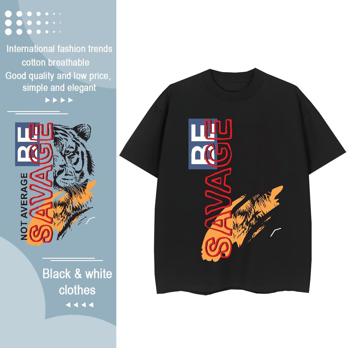Soft T-Shirts for Men tiger Breathable Soft Beach Custom Printing 230g Cotton Tshirts Wholesale Clothings