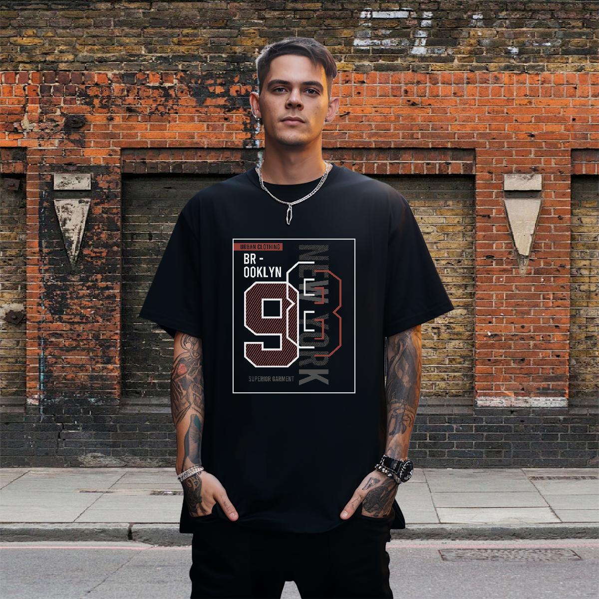 Loose Fit Tshirts Hip Hop 230g Cotton White Plus Size Crew Neck Breathable letter Man T Shirts Classic Casual Tops Tees