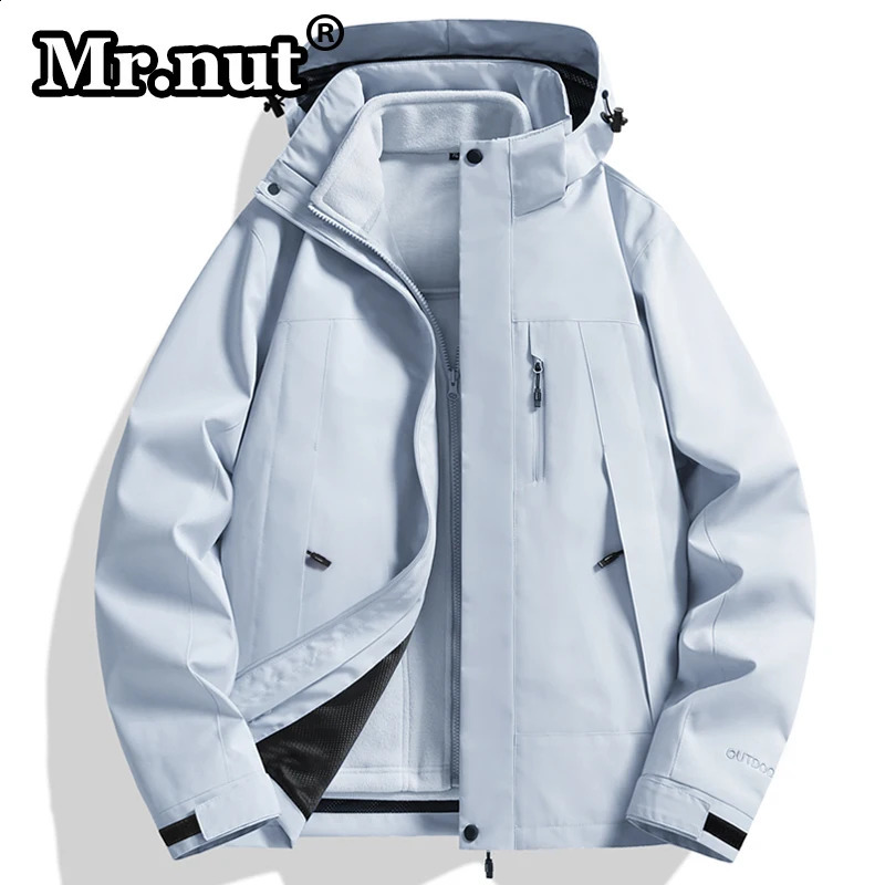Mr Nut wool detachable jacket 2piece outdoor couple windproof climbing set camping waterproof 240808
