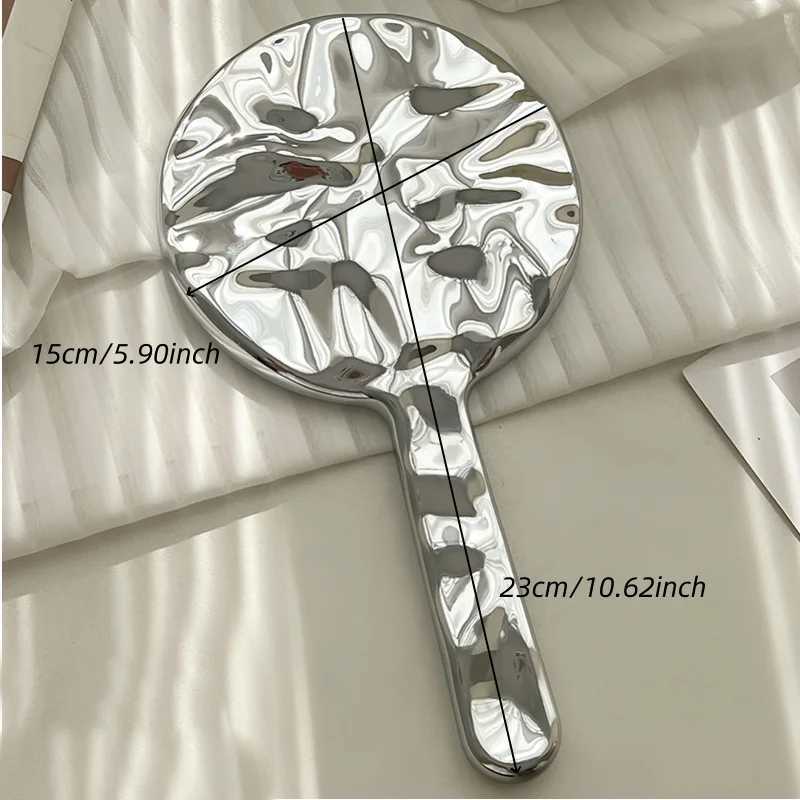 Handheld mirror water wave handheld mirror with handle suitable for travel and home use W240813