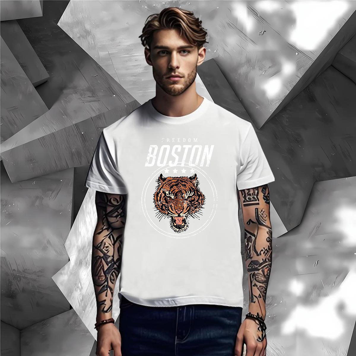 T Shirt For Man 100% Cotton 230g tiger Hip Hop Breathable Crew Neck Custom Printing Tshirts Free Shipping Designer Tops Shirt