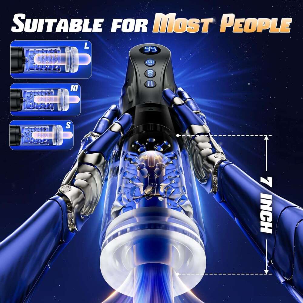 Daralb automatic suction male sex toy, LCD display screen with 9 thrust rotating suction male sex toy electric pump meat lamp pocket cat massager adul