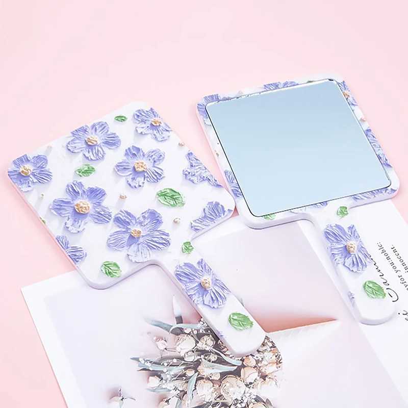 Used for eyelash extension handheld makeup mirror small mirror square mirror with handle design hand mirror compact mirror for SPA salons W240813
