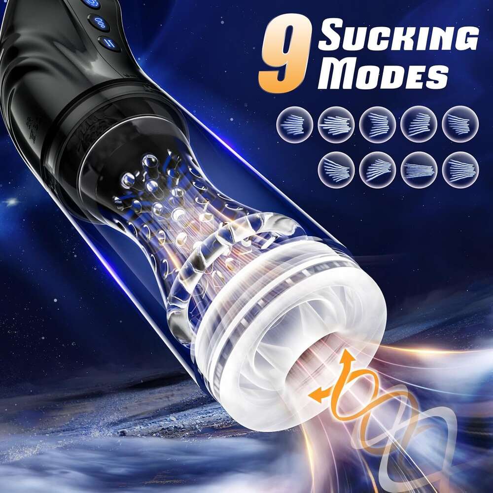 Daralb automatic suction male sex toy, LCD display screen with 9 thrust rotating suction male sex toy electric pump meat lamp pocket cat massager adul
